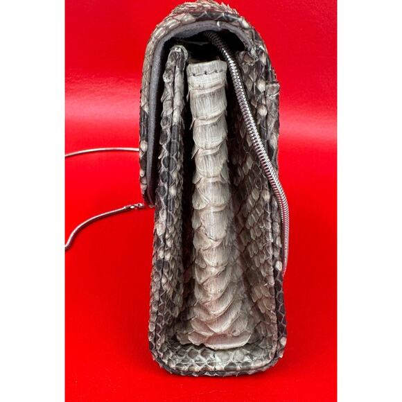 Little Liffner Embossed Small Gray Crossbody Shoulder Bag Made In Italy - Picture 4 of 16